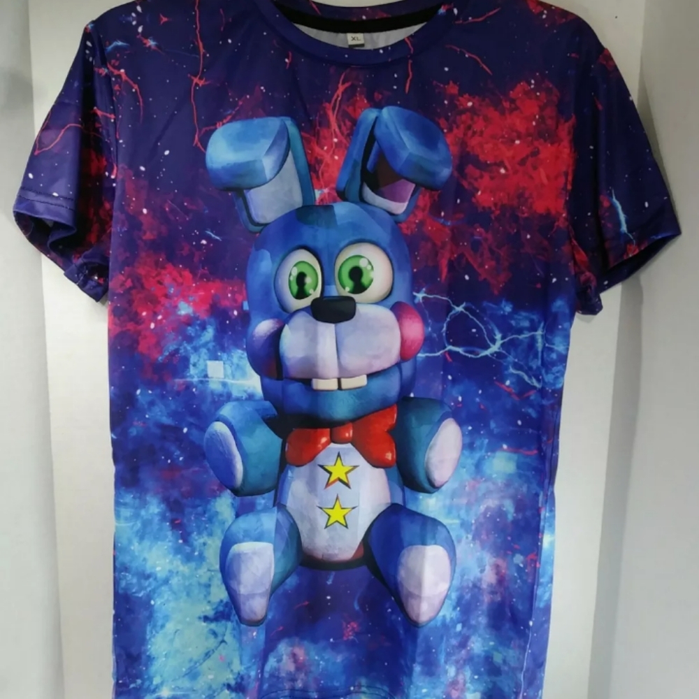 Cosplay Boy's S (6/7) Mesh T-Shirt Blue With Multicolored 3D Graphics